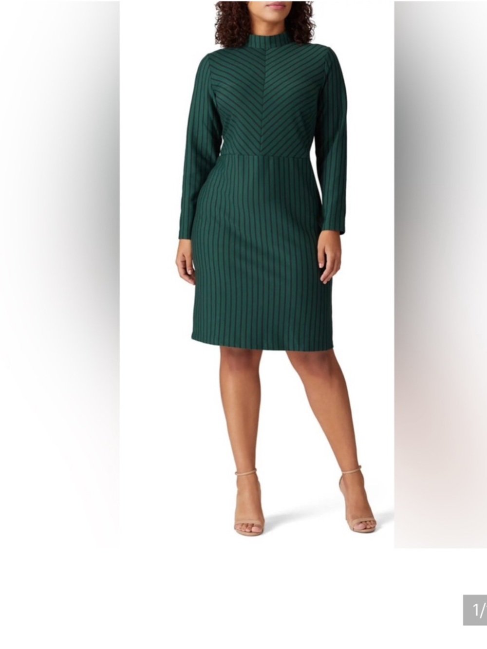 Eloquii Dark Green Multi-Striped Dress